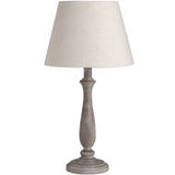 Whitewash Wooden Teos Table Lamp with Linen Shade Rustic Charm