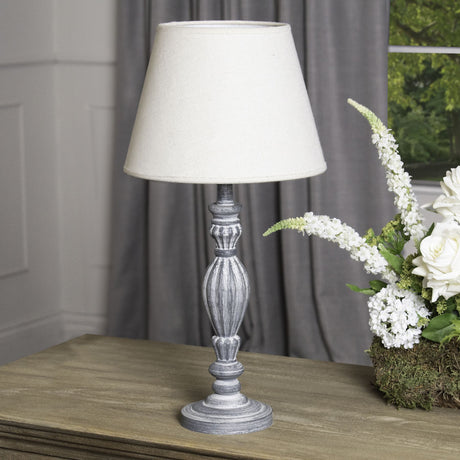 Weathered Wood Aegina Table Lamp with Linen Shade, E14