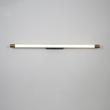 Neutral white LED tube sconce lit against a plain studio background