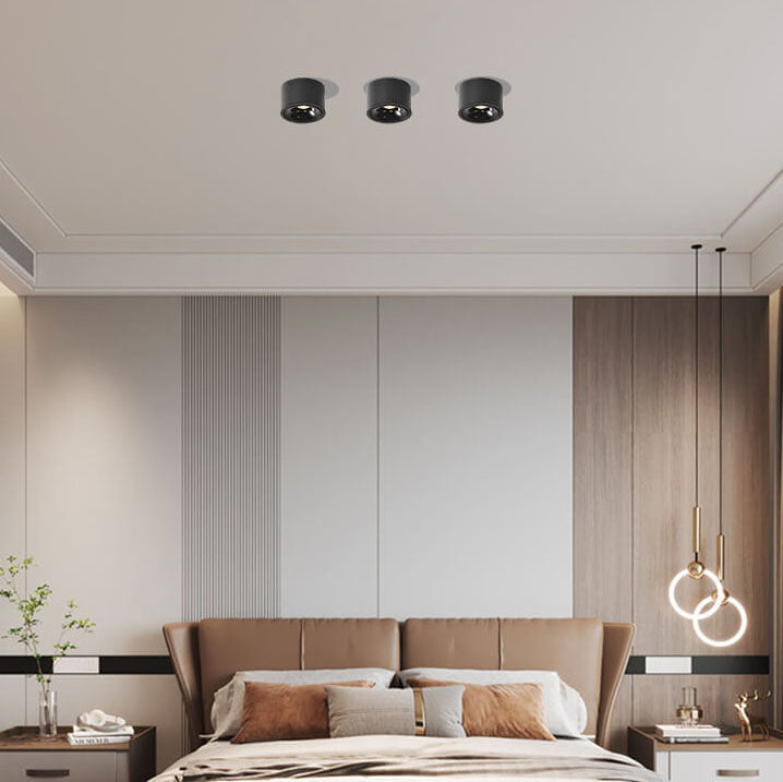 Modern Minimalist Round Adjustable LED Flush Mount Spotlight Aluminum 1-Light
