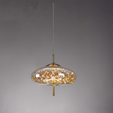 Amber Glass Pendant Light with a Starry LED Cluster