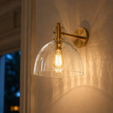 Brass seeded glass dome sconce detail view 11 showing finish and construction