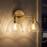 Brass seeded glass dome sconce detail view 12 showing finish and construction
