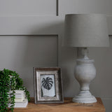 Uthina Linen Shade Table Lamp - Neutral Handcrafted Wood Base