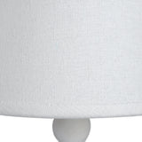 Symi Slim Table Lamp White Linen Shade Distressed Wooden Base
