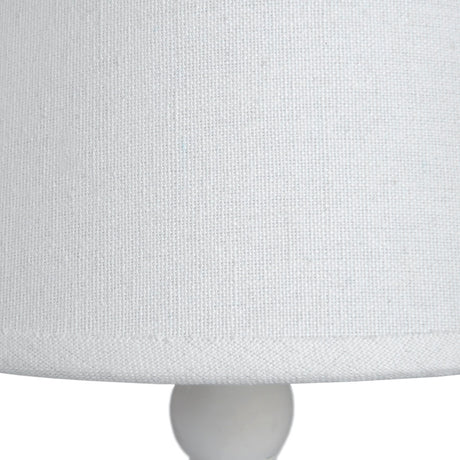 Symi Slim Table Lamp White Linen Shade Distressed Wooden Base