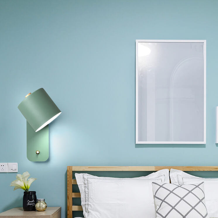 Nordic Macaron Cylinder Rotatable Wall Sconce Lamp Metal 9.8in