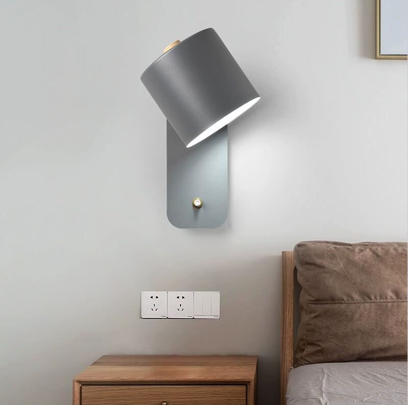 Nordic Macaron Cylinder Rotatable Wall Sconce Lamp Metal 9.8in