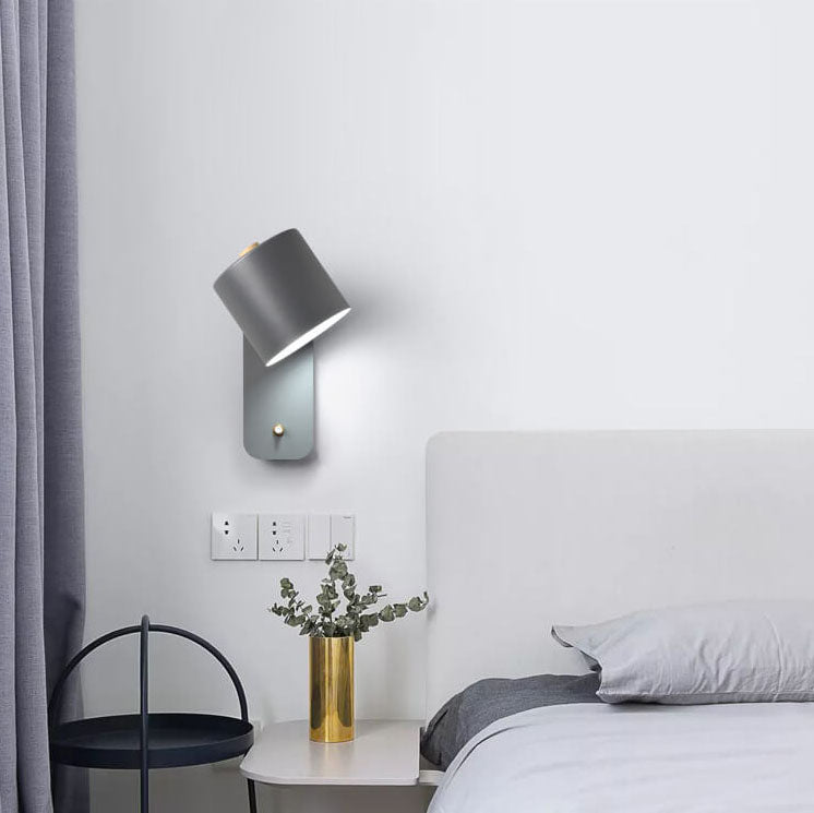 Nordic Macaron Cylinder Rotatable Wall Sconce Lamp Metal 9.8in