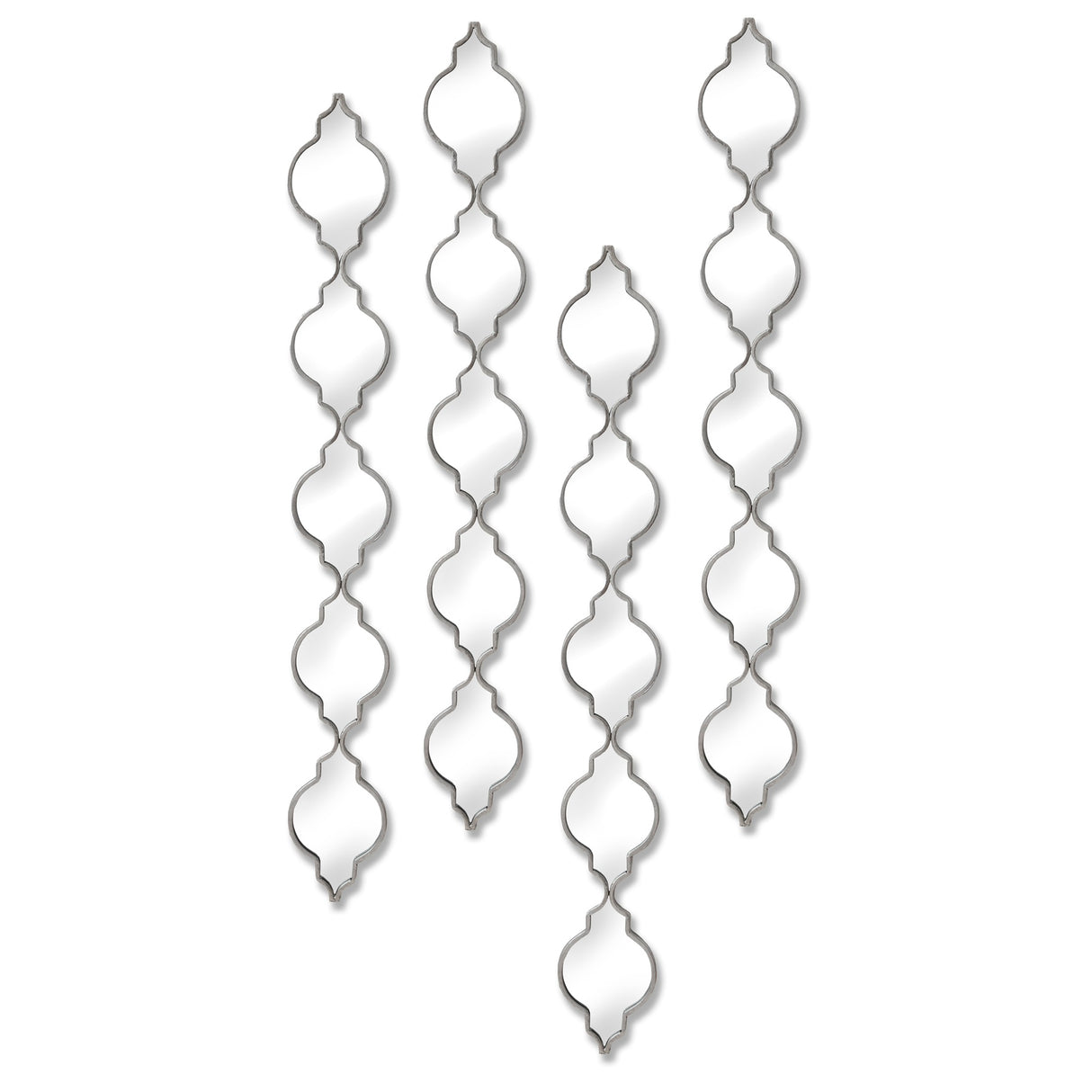 Silver Quarterfoil Decorative Hanging Mirror 52in Vertical Sleek Handcrafted