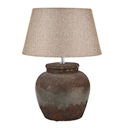 Castello Aged Stone Ceramic Table Lamp with Textured Handpainted Finish