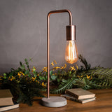 Copper Industrial Table Lamp with Concrete Stone Base E27 Bulb