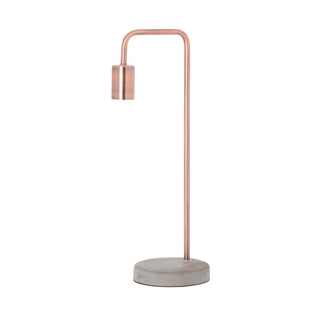 Copper Industrial Table Lamp with Concrete Stone Base E27 Bulb