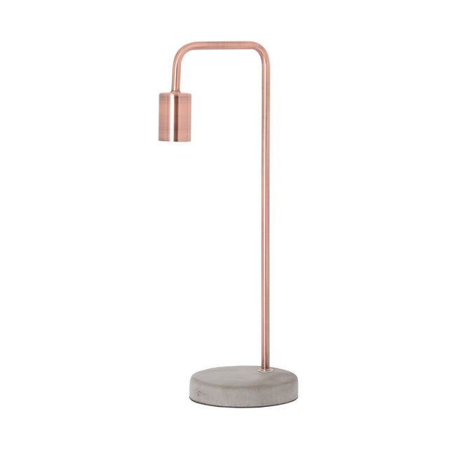 Copper Industrial Table Lamp with Concrete Stone Base E27 Bulb