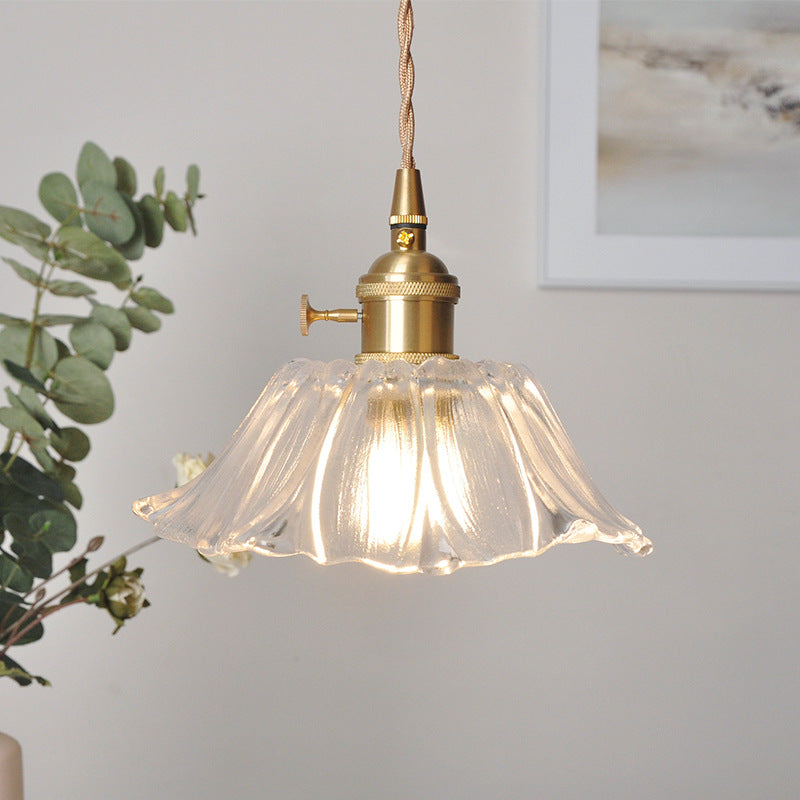 Lampsmodern-UK Retro Flower Glass Pendant Light Adjustable 59in Cord