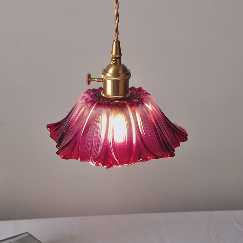 Lampsmodern-UK Retro Flower Glass Pendant Light Adjustable 59in Cord