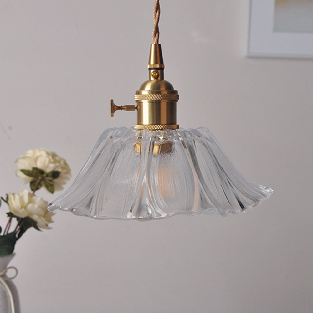 Lampsmodern-UK Retro Flower Glass Pendant Light Adjustable 59in Cord