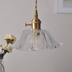 Lampsmodern-UK Retro Flower Glass Pendant Light Adjustable 59in Cord