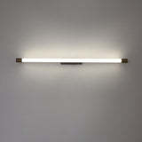 Detail of the black rectangular mounting backplate on the wall sconce