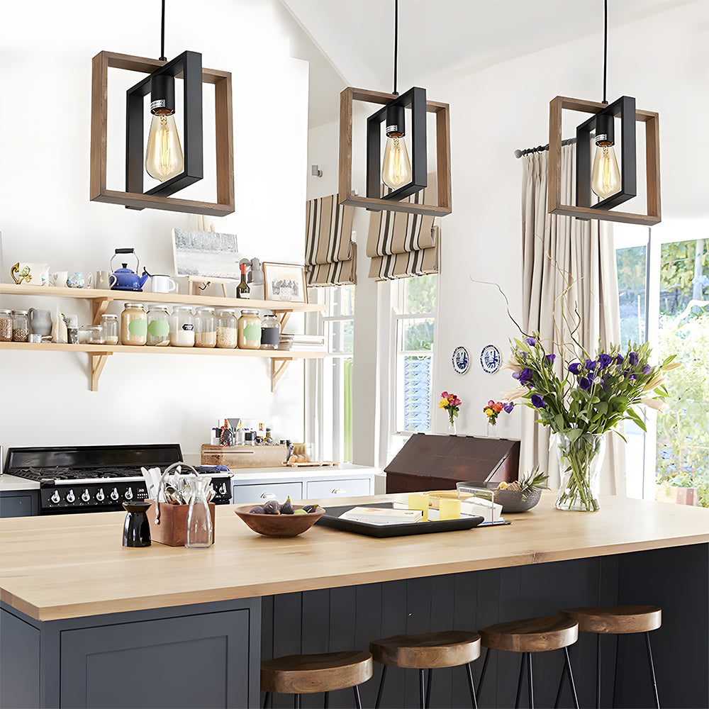 Lampsmodern-UK Iron And Wood Pendant Light Farmhouse Style