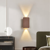 Rectangular aluminium wall sconce viewed straight on