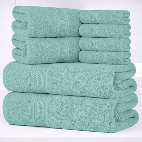 8-Piece Fancy Cotton Towel Set – Ultra Soft, Quick-Dry & Highly Absorbent