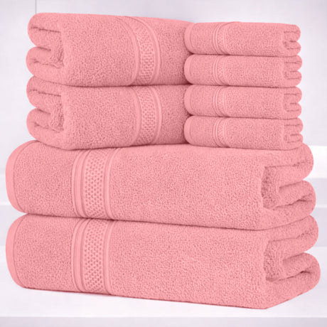 8-Piece Fancy Cotton Towel Set – Ultra Soft, Quick-Dry & Highly Absorbent