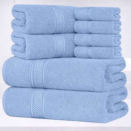 8-Piece Fancy Cotton Towel Set – Ultra Soft, Quick-Dry & Highly Absorbent