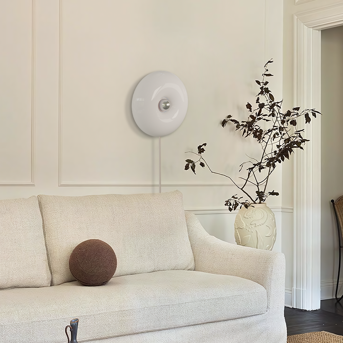 Round Glass Dimmable Wall Lamp Modern Donut LED Sconce