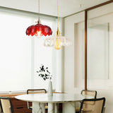 Fay Rustic Tulip Glass Pendant Light Retro Flower Bud Brass