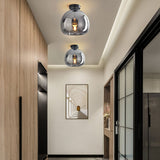 Lampsmodern-UK Retro Copper Glass Ceiling Light Semi-Flush 9.8in