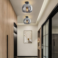Lampsmodern-UK Retro Copper Glass Ceiling Light Semi-Flush 9.8in