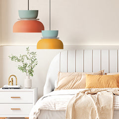 Nordic Pendant Light Acrylic Aluminum Colorful Bowl Shade E27