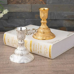 2 Piece Crystal Candle Holder Set - Elegant Decorative Centerpiece for Home Decor - metal candle holder - Hurbane Home