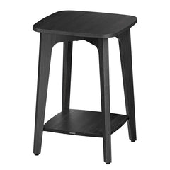 2 Tier Side Tables - Charcoal Gray Square End Nightstand With Shelf - Wooden End Table - Hurbane Home