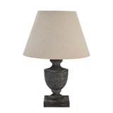 Incia Urn Grey-Washed Wooden Table Lamp with Linen Shade
