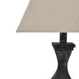 Incia Fluted Grey-Washed Wooden Table Lamp with Linen Shade