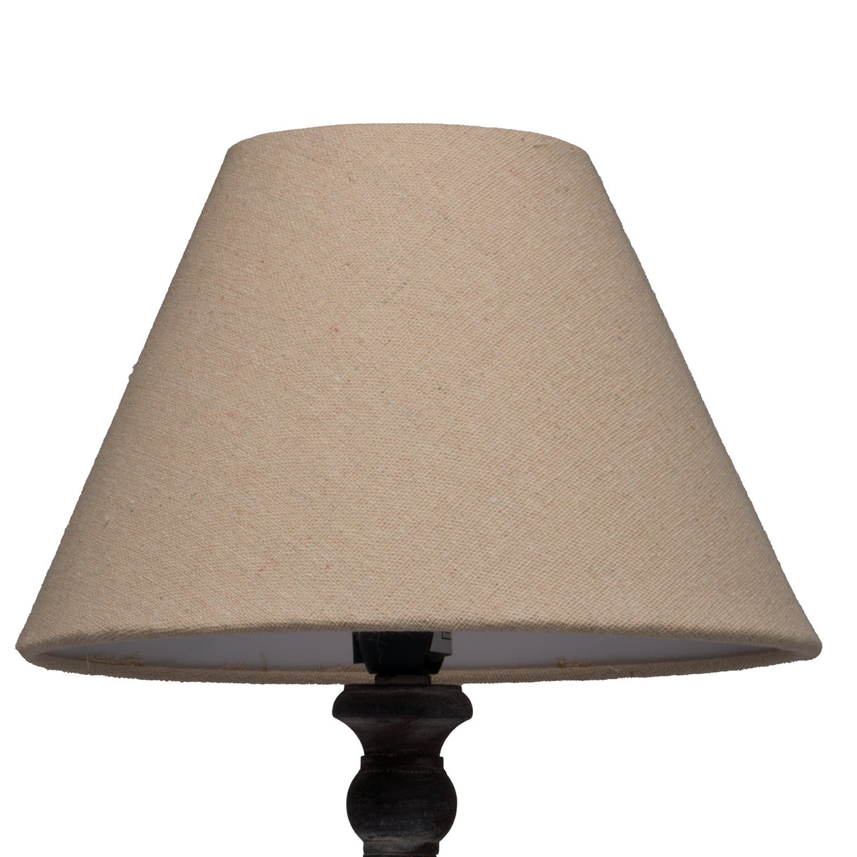 Incia Grey-Washed Wood Table Lamp with Linen Shade, Handcrafted