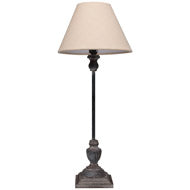 Incia Grey-Washed Wood Table Lamp with Linen Shade, Handcrafted