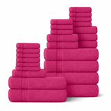 24 Piece 100% Cotton Towel Set - Plush, Absorbent & Quick - Drying Towels - Bath Towels - Hurbane Home