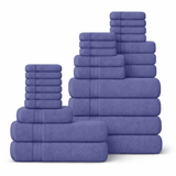 24 Piece 100% Cotton Towel Set - Plush, Absorbent & Quick - Drying Towels - Bath Towels - Hurbane Home