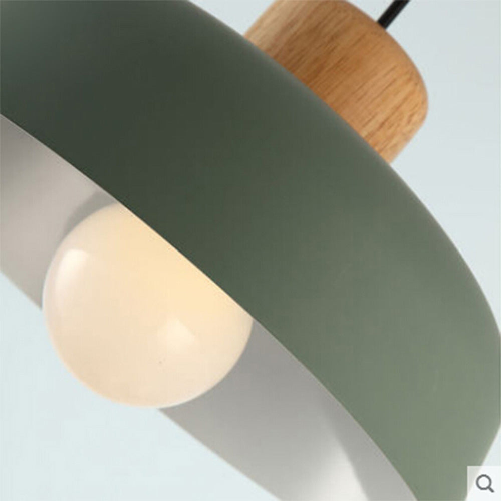 Lampsmodern-UK Nordic Wooden Pendant Light Aluminum Accents D11.8 H5.5in