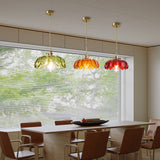 Fay Rustic Tulip Glass Pendant Light Retro Flower Bud Brass