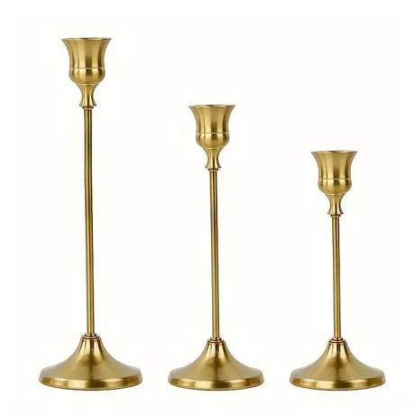 3 piece candle holder gold