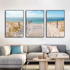 3 Panel Canvas Prints – Modern Seascape Wall Art Waterproof Set - Hurbane Home