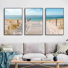3 Panel Canvas Prints – Modern Seascape Wall Art Waterproof Set - Hurbane Home