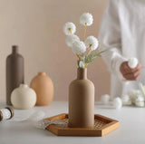 3 Piece Cylinder Vase Set – Rustic Ceramic Farmhouse Boho Centerpiece - Hurbane Home