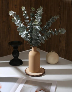 3 Piece Cylinder Vase Set – Rustic Ceramic Farmhouse Boho Centerpiece - Hurbane Home