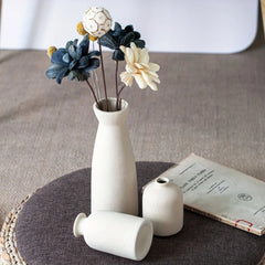 3 Piece Cylinder Vase Set – Rustic Modern Farmhouse Ceramic Decor - Hurbane Home