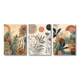 3 Piece Floral Canvas Wall Art – Boho Flower Bedroom Decor - Hurbane Home